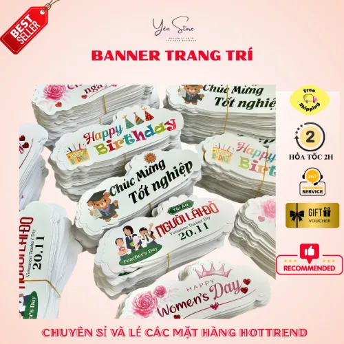 Banner Chúc Mừng Sự Kiện, Banner Gắn Giỏ Hoa, Giỏ Quà, Lẵng Hoa, Chất Liệu Giấy Cứng Dày, Nhiều Mẫu
